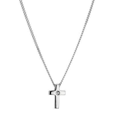 Little Princess Childrens Sterling Silver Diamond Cross