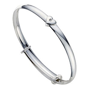Unbranded Childs Sterling Silver Diamond Heart Bangle