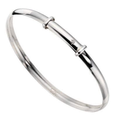 Sterling Silver Plain Diamond Bangle