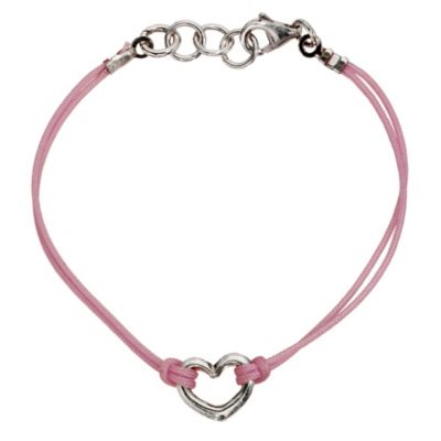 Sterling Silver Pink Cord Heart Bracelet