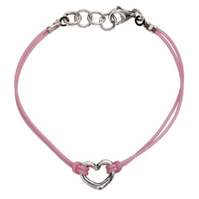 Sterling Silver Pink Cord Heart Bracelet