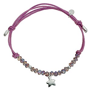 Sterling Silver Purple Cord Crystal Bracelet