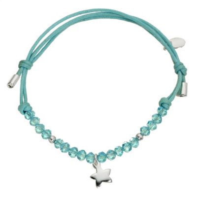 Silver Blue Cord Crystal Bracelet