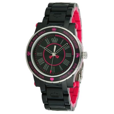 Juicy Couture HRH black and pink bracelet watch