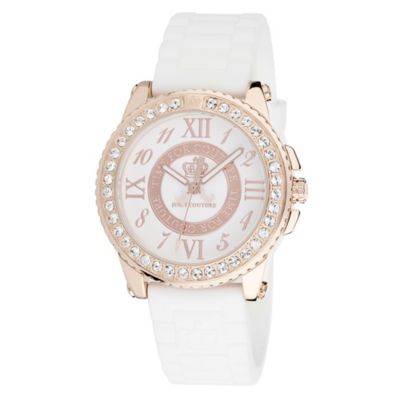 Juicy Couture ladies' rose gold plated & white strap watch - Product number 8924732