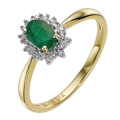 9ct yellow gold emerald cluster ring