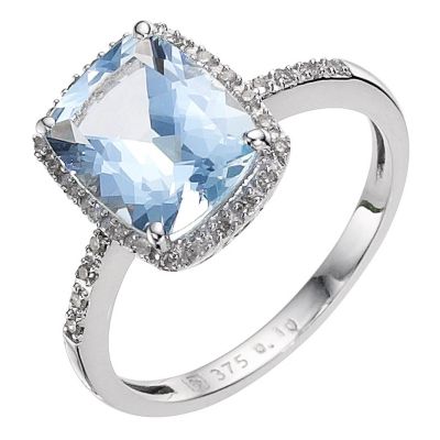 9ct white gold aquamarine ring