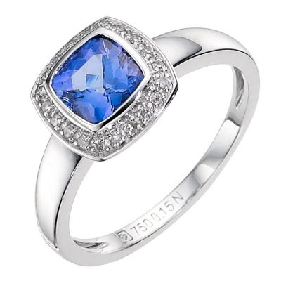 18ct white gold certificated tanzanite and diamond set ring