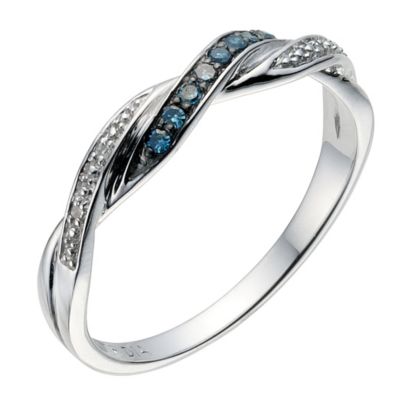 9ct white gold twist diamond ring