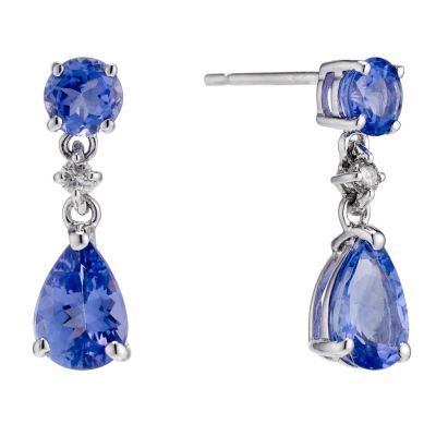 18ct white gold tanzanite pear earrings - Product number 8929009