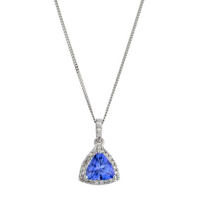 18ct white gold tanzanite & diamond pendant - Product number 8929025