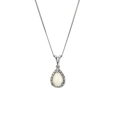 9ct white gold opal  diamond pendant - Product number 8929092