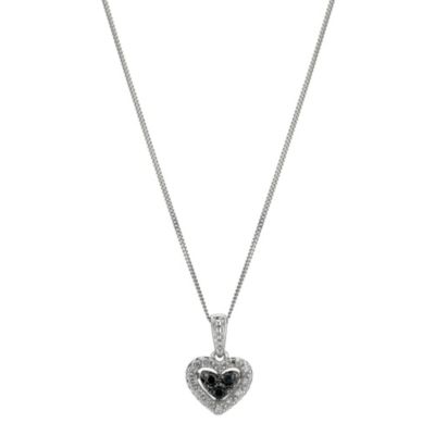 9ct white gold black & white diamond heart pendant - Product number 8929122