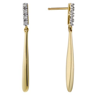 9ct yellow gold diamond drop earrings - Product number 8930317