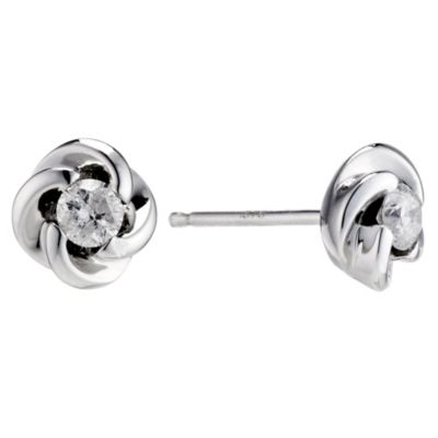 9ct white gold diamond flower earrings - Product number 8930333
