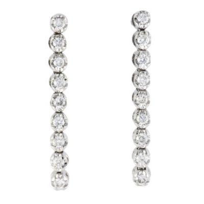 9ct white gold 1/4 carat linear drop earrings - Product number 8930341