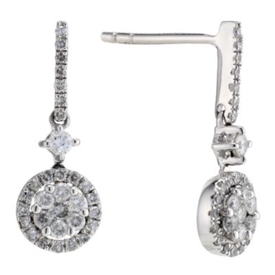 9ct white gold diamond drop earrings - Product number 8930368