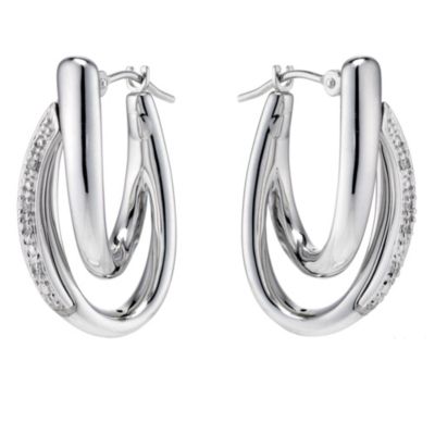 9ct white gold diamond hoop earrings - Product number 8930406