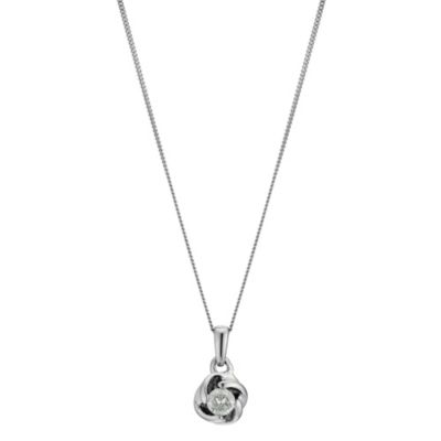 9ct white gold diamond flower pendant - Product number 8930430