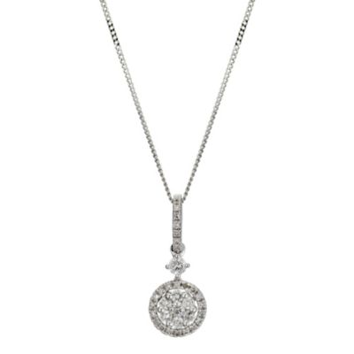 9ct white gold 1/3 carat diamond drop pendant necklace