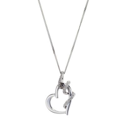 9ct white gold diamond twist heart pendant - Product number 8930473