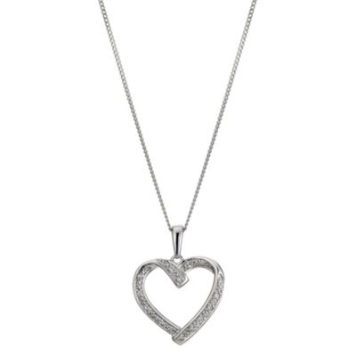 9ct white gold diamond heart pendant - Product number 8930538