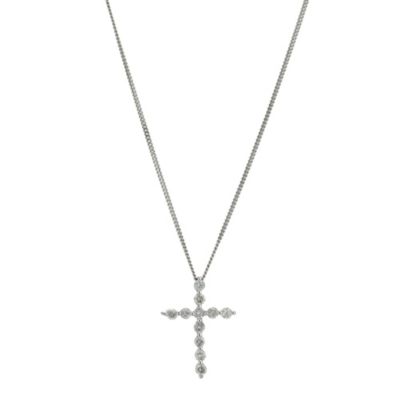 9ct white gold diamond cross pendant - Product number 8930562
