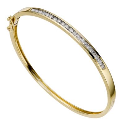 9ct yellow gold 1 carat diamond bangle - Product number 8930759