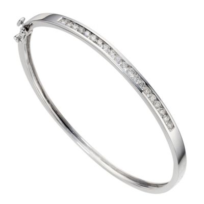 9ct white gold 1 carat diamond bangle - Product number 8930767