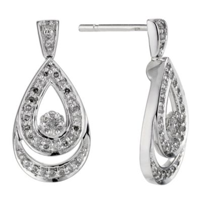9ct white gold 1/4 carat diamond double pear earrings - Product number 8931658
