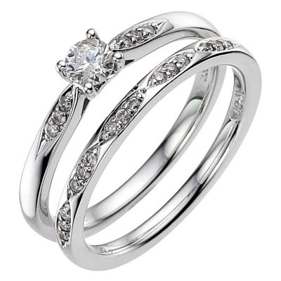 9ct white gold 0.36 carat diamond bridal set - Product number 8932743