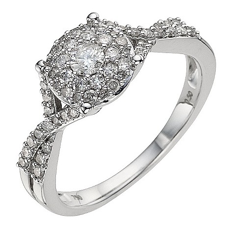 18ct white gold half carat diamond round cluster ring