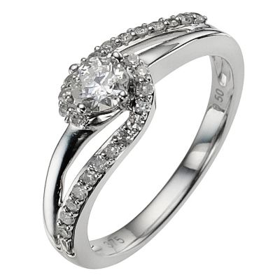 9ct white gold 1/2 carat diamond twist ring