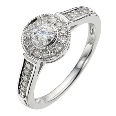 18ct white gold 1/2 carat halo diamond ring