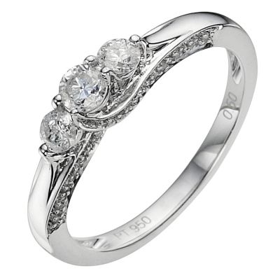 Platinum 1/2 carat 3 stone diamond ring