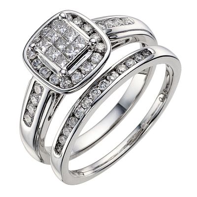 18ct white gold 0.66 carat diamond bridal set - Product number 8936986