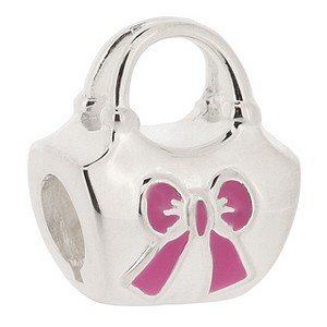 Sterling Silver Pink Bow Handbag Bead