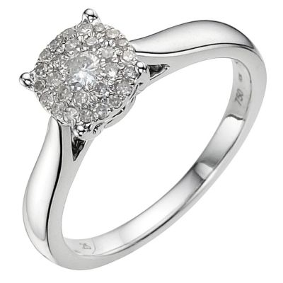 18ct white gold 1/4 carat round diamond cluster ring