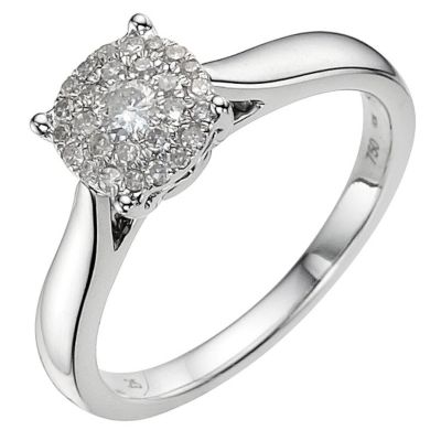 18ct white gold 1/2 carat diamond cluster ring