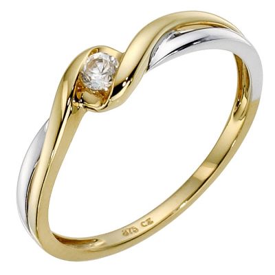 9ct Yellow Gold Cubic Zirconia Wrap Over Ring
