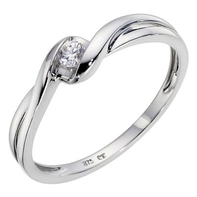 9ct White Gold Cubic Zirconia Ring