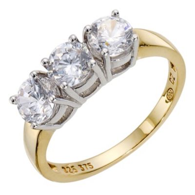 9ct Yellow Gold and Silver Cubic Zirconia