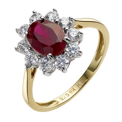 Silver and 9ct Yellow Gold Created Ruby and