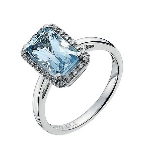 Silver Blue Topaz & CZ Ring