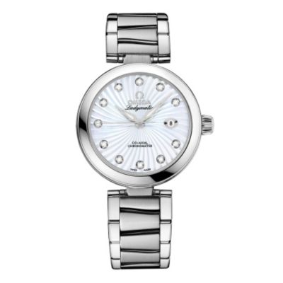 Omega Ladymatic diamond set stainless steel bracelet watch
