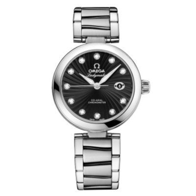 Omega Ladymatic black mother of pearl bracelet watch