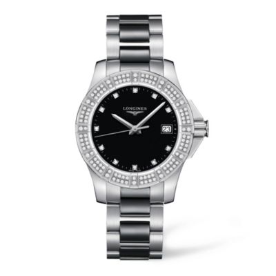Longines ladies' stainless steel & black ceramic watch - Product number 8950210