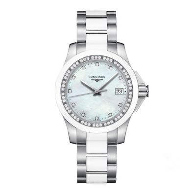 Longines Conquest ceramic diamond & stainless steel watch - Product number 8950253