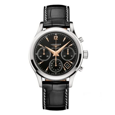 Longines men's black chronograph watch - Product number 8950431