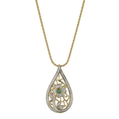 Sattva 18ct Yellow Gold Diamond & Emerald Pendant - Product number 8950709